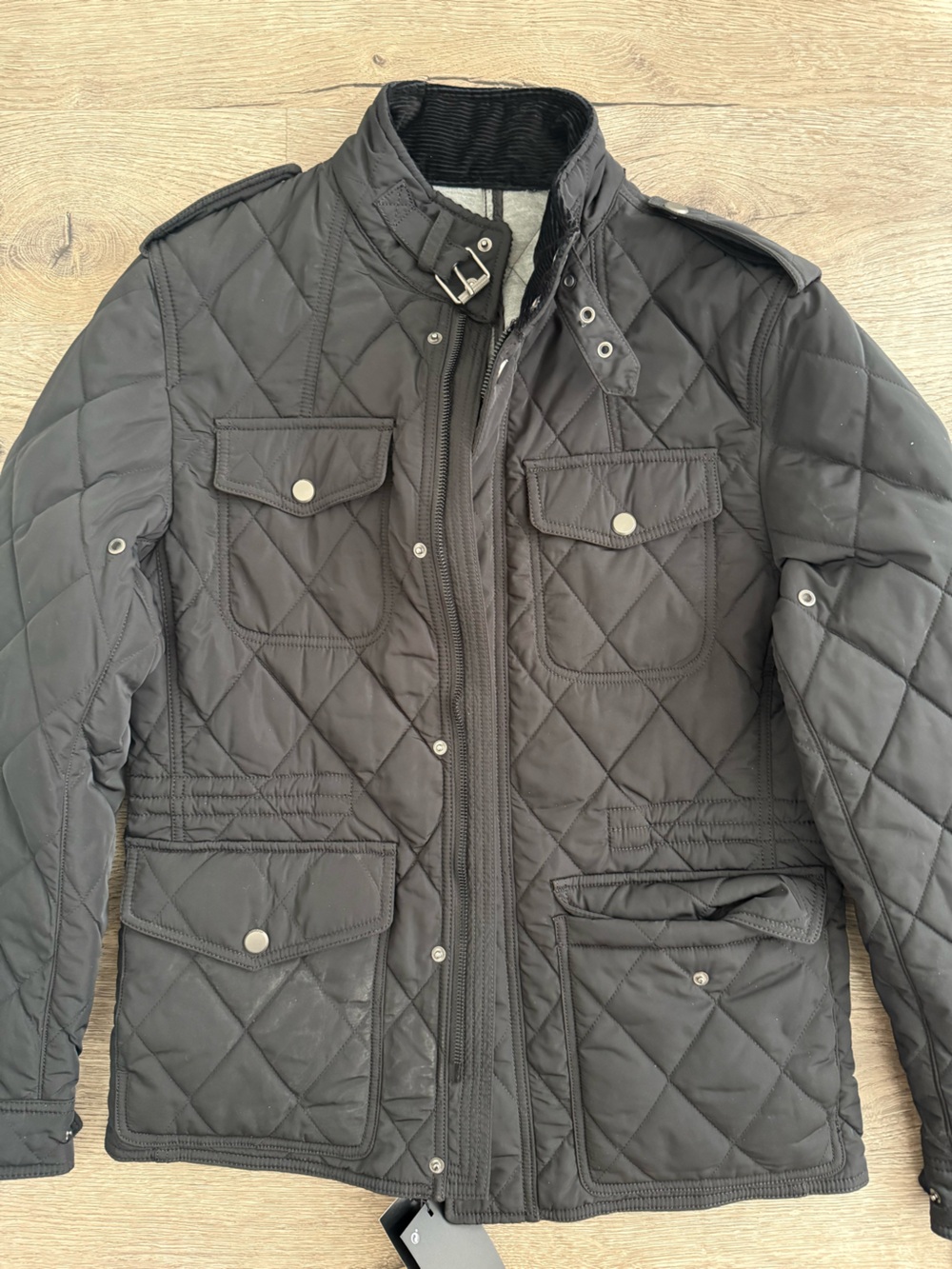 Zara Black Quilted Puffer Jacket with Stand Collar